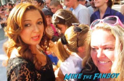 Maya Rudolph signing autographs for fans photo opp rare promo pinky from mike the fanboy taking a fan photo with Maya Rudolph