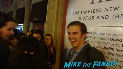 Downton abbey star dan stevens signing autographs for fans after a performance of heiress on Broadway