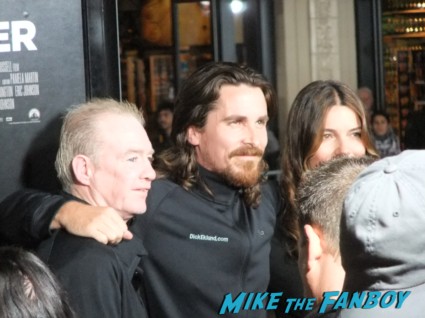 christian bale signing autographs for fans at the fighter premiere in hollywood  enchanted uk quad mini movie poster rare promo patrick dempsey