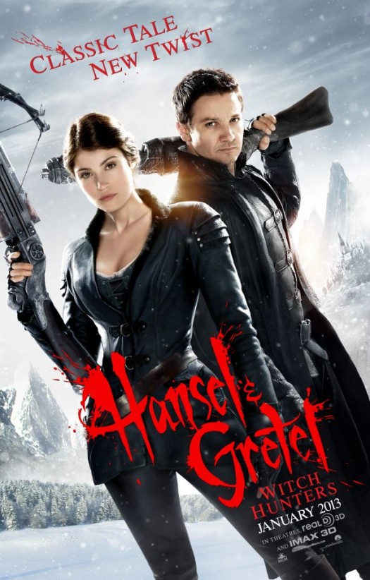 Hansel and Gretel Witch Hunters movie poster teaser one sheet jeremy renner hot sexy black leather gemma arterton