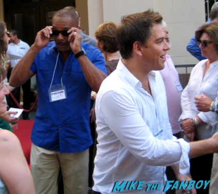 Sean Murray signing autographs for fans at mark harmons walk of fame star ceremony in hollywood hocus pocus star