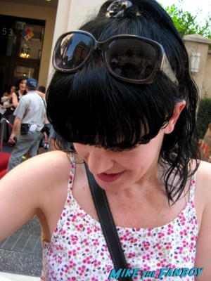 pauley perrette signing autographs at Mark Harmon's walk of fame star ceremony and greeting fans ncis star