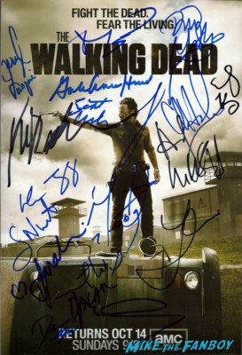 The walking dead season 2 promo mini poster signed autograph cast andrew lincoln sarah wayne callies norman reedus laurie holden