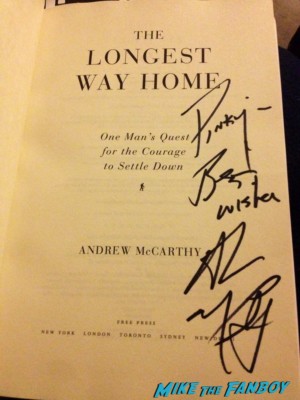 andrew mccarthy the long way home signed autograph book rare promo book cover dust jacket rare