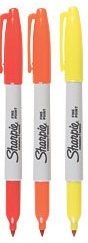 three sharpies rare red sharpie orange sharpie yellow sharpie promo pen marker 