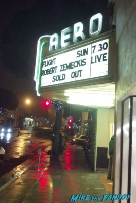 aero movie theater marquee for flight with a q and a by robert zemeckis back to the future director