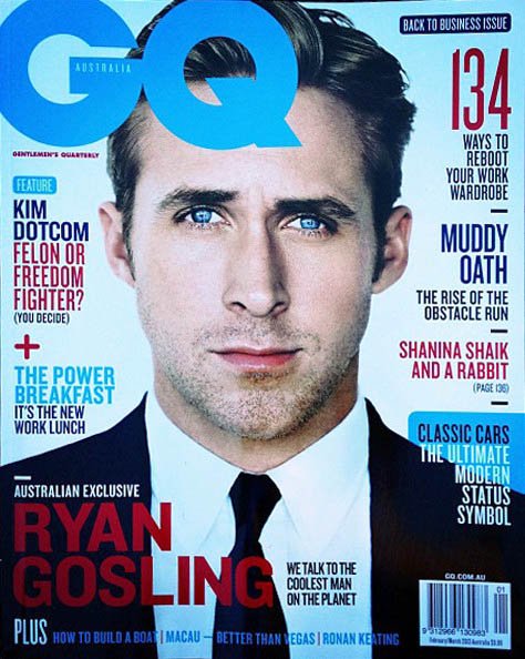 Ryan Gosling gq australia february 2013 magazine cover hot sexy rare promo photo shoot fine rare hot hottie sexy blonde male