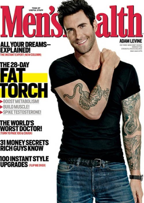 Adam Levine men's health march 2013 magazine cover hot sexy lead singer rare promo photo shoot sexy workout routine rare promo