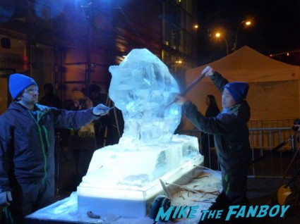 life-size Direwolf Ice Sculpture game of thrones fan event new york city