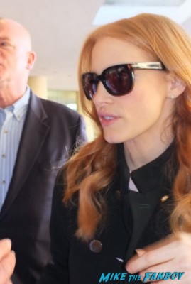 sexy Jessica Chastain signing autographs for fans at the oscar luncheon at the beverly hilton in los angeles