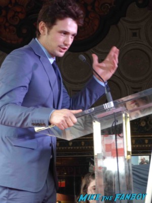 james franco  giving his speech at  James Franco walk of fame star ceremony in hollywood signing autographs for fans rare promo