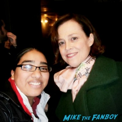 Sigourney Weaver fan photo signing autographs for fans in new york after Vanya and Sonia and Masha and Spike