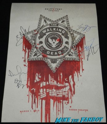 the walking dead paleyfest 2013 limited edition promo poster signed autograph andrew lincoln laurie holden steven yuen norman reedus the walking dead season 3 signed autograph promo mini poster norman reedus andrew lincoln laurie holden steven yuen danai gurira signed autograph entertainment weekly magazine  signing autographs at the walking dead paleyfest 2013 panel signing autographs norman 058 panel signing autographs norman 177