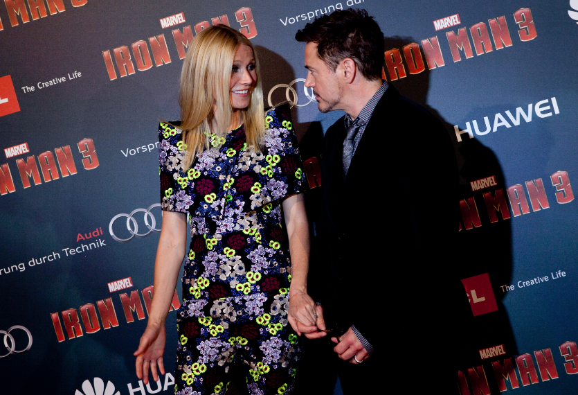 Robert Downey Jr. Gwyneth Paltrow  Iron Man 3 world premiere Paris France rare red carpet photo iron man tony stark