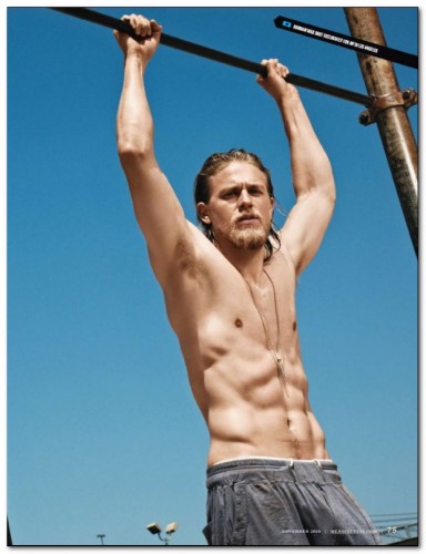 charlie hunnam naked shirtless rare promo muscle pecs sons of anarchy jax teller rare promo men's fitness magazine