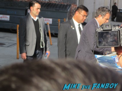 Mark Ruffalo signing autographs for fans at Jimmy Kimmel live
