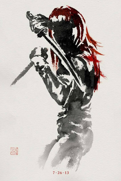 viper yukio wolverine japanese paint brush design movie poster rare hot hugh jackman