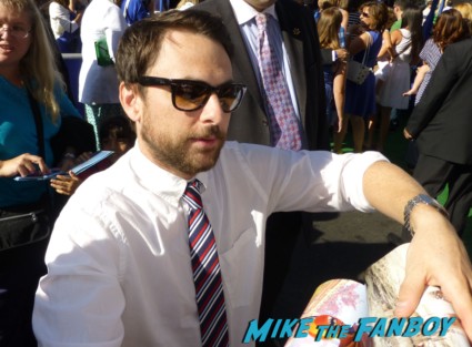 Charlie Day Signing autographs for fans Monsters university premiere marquee sign rare billy crystal