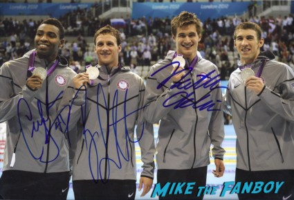 usa men's swim team signed autograph photo ryan lochte michael phelps 