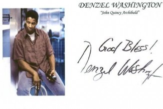 Denzel washington stamped autograph card 