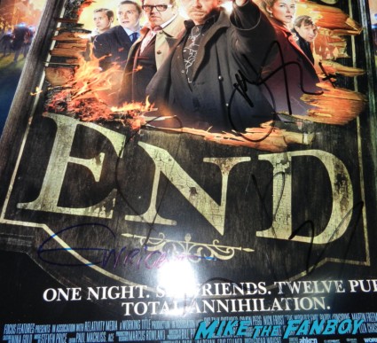The World's End signed autograph movie poster simon pegg nick frost edgar wright poster the world's end movie premiere simon pegg signing autographs 067