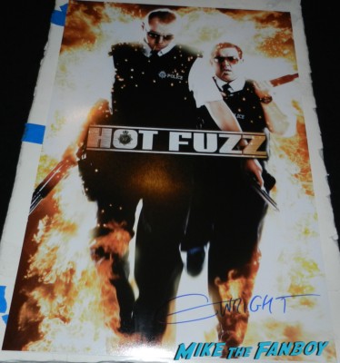 Edgar Wright signed autograph Hot Fuzz mini movie poster rare edgar wright signing autographs at the the world's end movie premiere simon pegg signing autographs 025