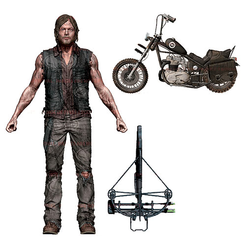 Norman reedus Daryl dixon deluxe action figure mcfarlane toys with motorcycle crossbow march 2014