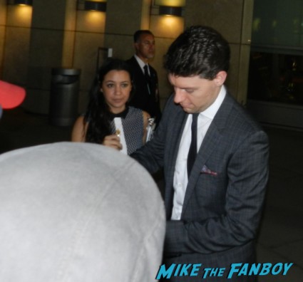 Patrick Fugit signing autographs for fans Thanks for sharing movie premiere Gwyneth Paltrow red carpet pink tim robbins