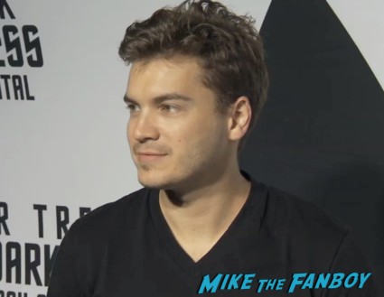 Emile hirsch on the red carpet at the star trek into darkness blu ray party simon pegg jj abrams red carpet (3)