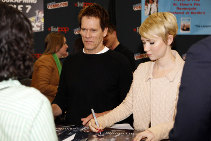 THE FOLLOWING's Connie Nielsen, James Purefoy, Shawn Ashmore, Executive Producer Marcos Siega, Creator and Executive Producer Kevin Williamson, Kevin Bacon and Valorie Curry greet fans and sign autographs at the New York Comic Con