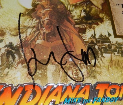 Harrison ford signed autograph indiana jones and the last crusade foil counter standee signing autographs and greetin fans tonight show 017