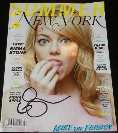 emma stone signed autograph new york magazine cover signed autograph  jimmy kimmel live signing autographs for fans 4