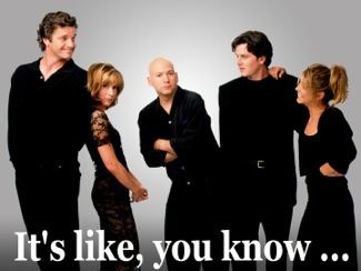 Cast of It's Like, You Know: Steven Eckholdt, Jennifer Grey, Evan Handler, Chris Eigeman and A.J. Langer (from left)