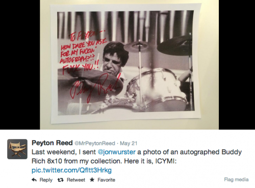 Peyton reed autograph collection drummer 
