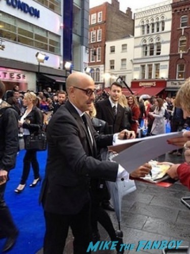 stanley tucci signing autographs X-Men: Days of Future Past UK premiere blue carpet michael Fassbender   4