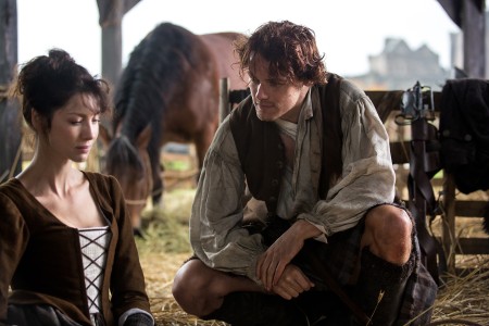 Outlander Claire and Jamie at stables