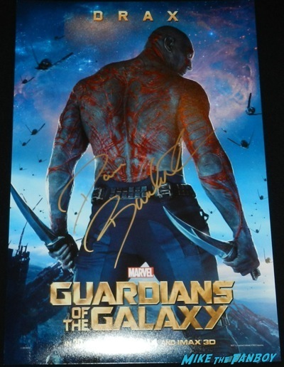 Dave Bautista signed autograph guardians of the galaxy drax mini poster