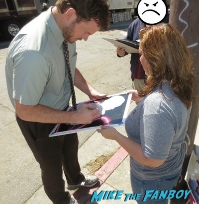 Chris Pratt signing autographs on the set of Parks and Recreation  5