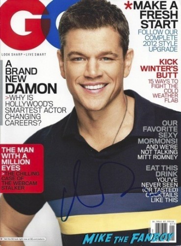 Matt Damon signed autograph magazine GQ signing autographs jonathan silverman 2014 weekend at bernie's   29