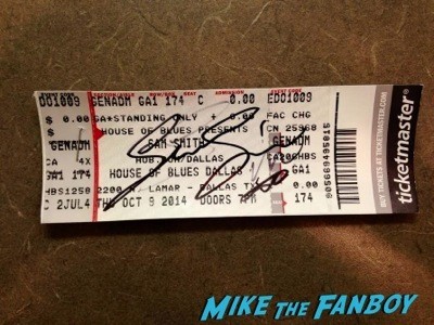 sam smith signed autograph ticket stub signing autographs live in concert dallas texas 2014 2
