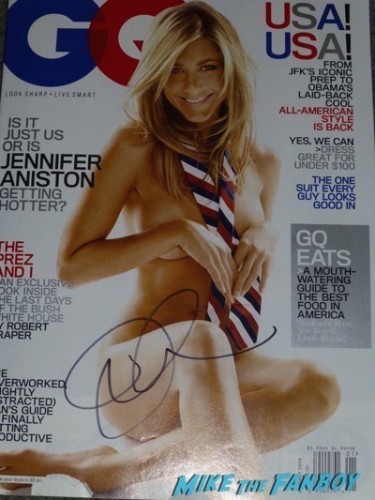 Jennifer Aniston Signed autograph GQ Magazine with tie