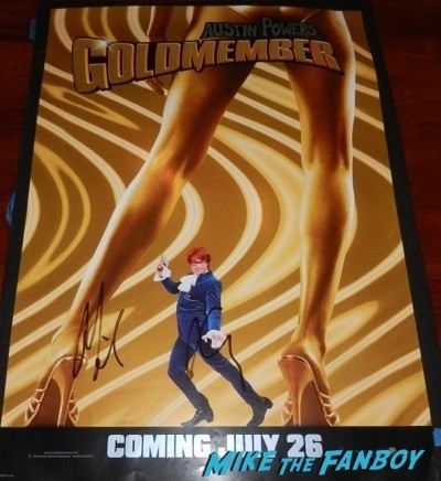 Mike Myers signed autograph austin powers mini poster Signing Autographs Jimmy Kimmel Live 2014 11