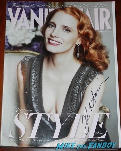 Jessica Chastain Jessica Chastain signed autograph vanity fair magazine signing autographs interstellar q and a 13signing autographs interstellar q and a 2