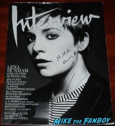 lena dunham signed autograph interview magazine