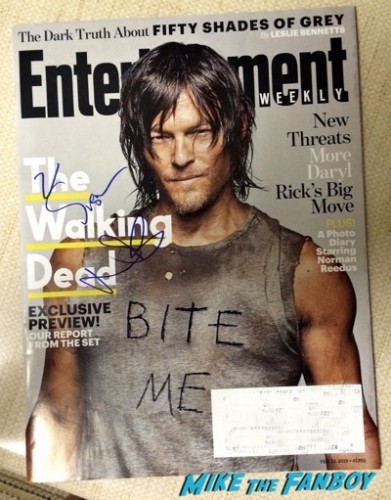 norman reedus signed the walking dead entertainment weekly magazine cover