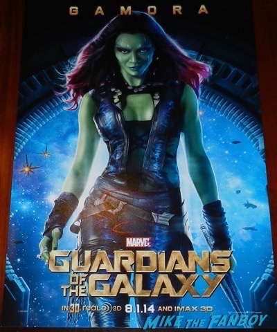 zoe saldana signed autograph guardians of the galaxy gamora poster 