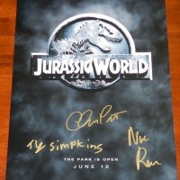 Ty Simpkins And Nick Robinson signed jurassic world poster