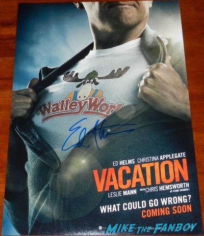 ed helms signed autograph vacation poster 