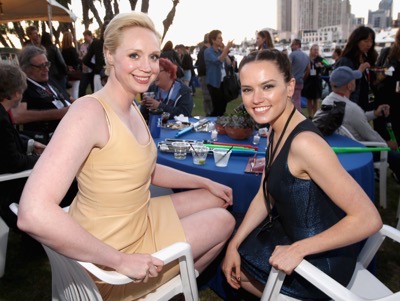 SAN DIEGO, CA - JULY 10: Actresses Gwendoline Christie (L), Daisy Ridley and more than 6000 fans enjoyed a surprise `Star Wars` Fan Concert performed by the San Diego Symphony, featuring the classic `Star Wars` music of composer John Williams, at the Embarcadero Marina Park South on July 10, 2015 in San Diego, California.  (Photo by Jesse Grant/Getty Images for Disney) *** Local Caption *** Gwendoline Christie; Daisy Ridley