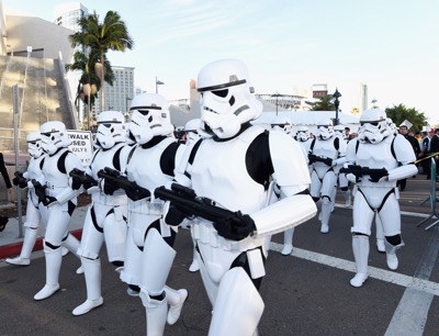 SAN DIEGO, CA - JULY 10:  Following the `Star Wars` Hall H presentation at Comic-Con International 2015 at the San Diego Convention Center in San Diego, Calif., the audience of more than 6000 fans walked to a surprise `Star Wars` Fan Concert performed by the San Diego Symphony, featuring the classic `Star Wars` music of composer John Williams, at the Embarcadero Marina Park South on July 10, 2015 in San Diego, California.  (Photo by Michael Buckner/Getty Images for Disney)